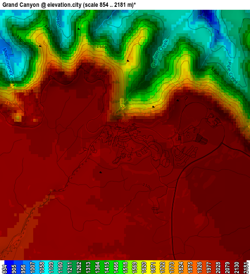 Grand Canyon elevation map