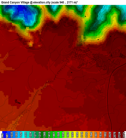 Grand Canyon Village elevation map