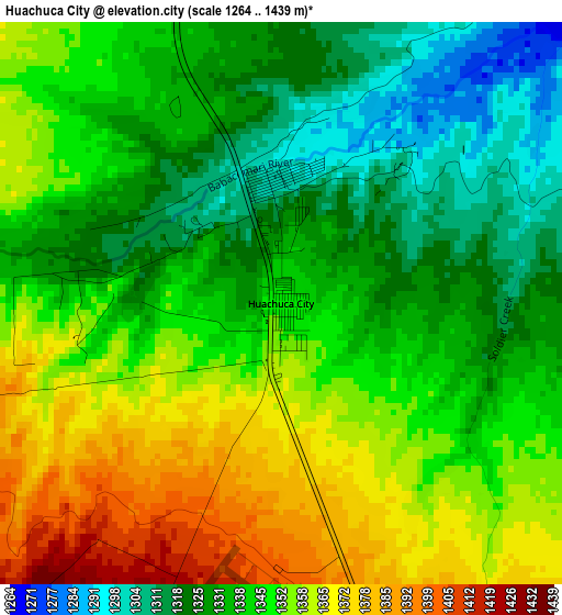 Huachuca City elevation map