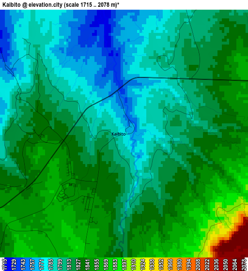 Kaibito elevation map