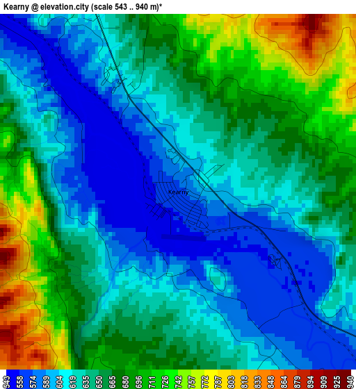 Kearny elevation map