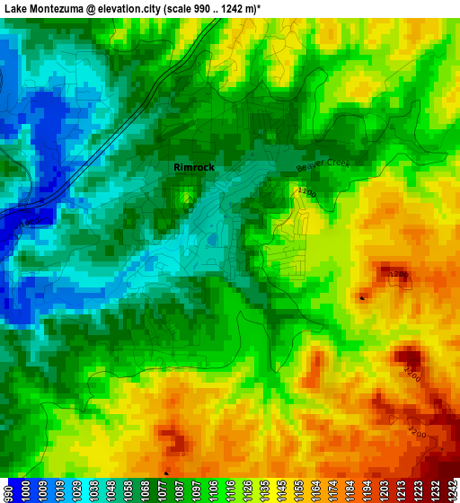 Lake Montezuma elevation map