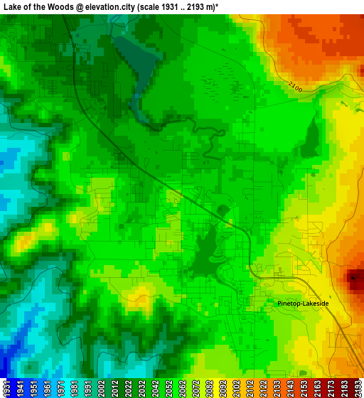 Lake of the Woods elevation map