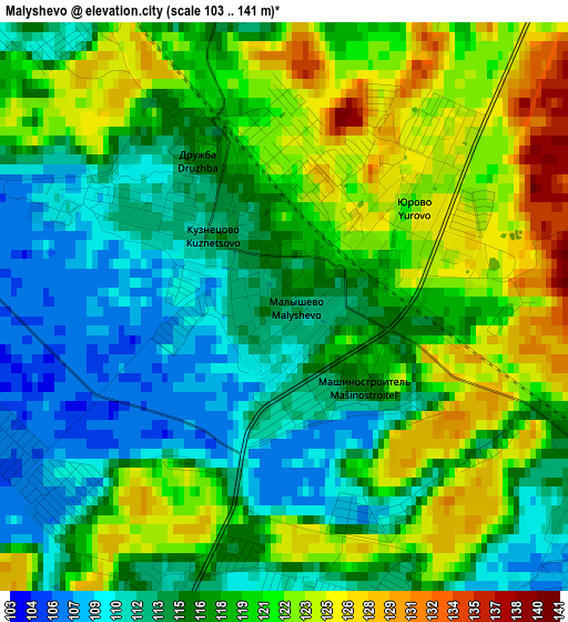 Malyshevo elevation map