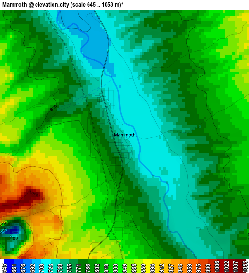 Mammoth elevation map