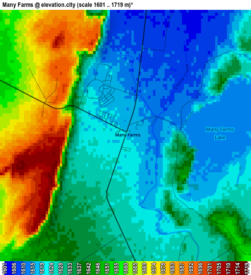 Many Farms elevation map