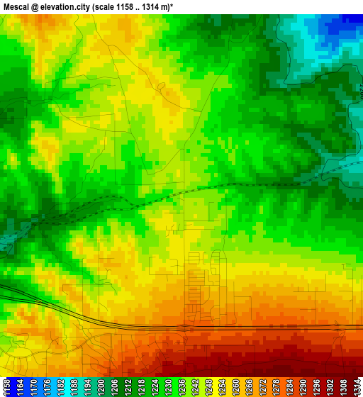 Mescal elevation map