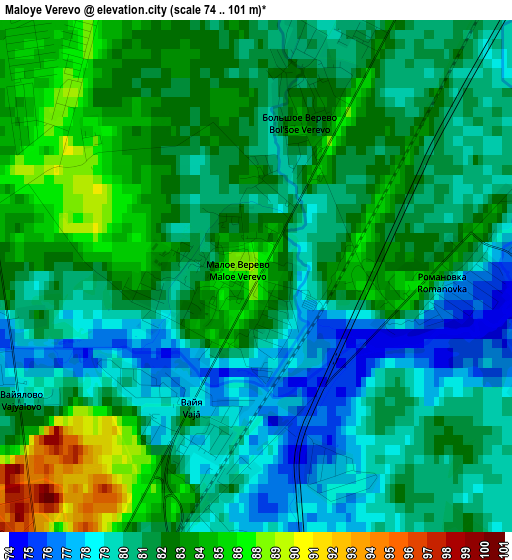 Maloye Verevo elevation map