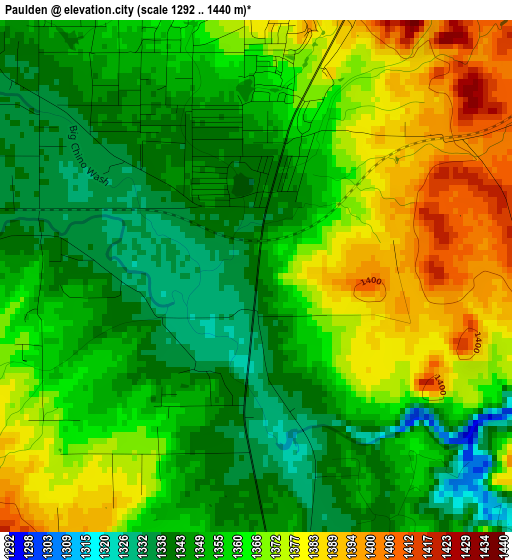 Paulden elevation map