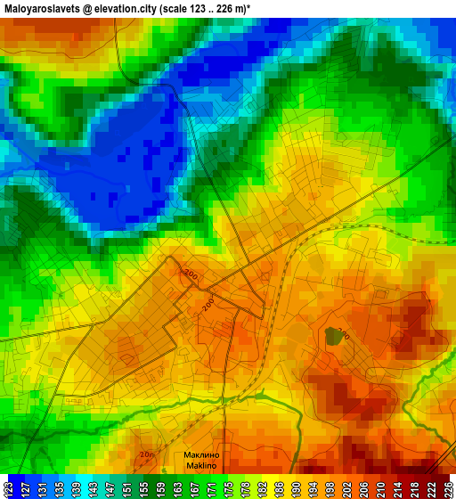 Maloyaroslavets elevation map
