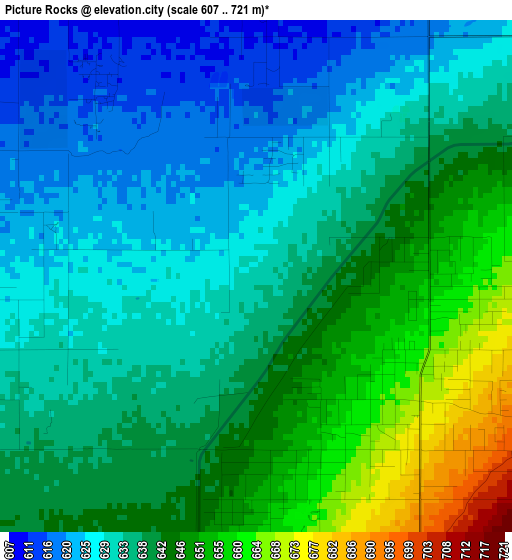 Picture Rocks elevation map