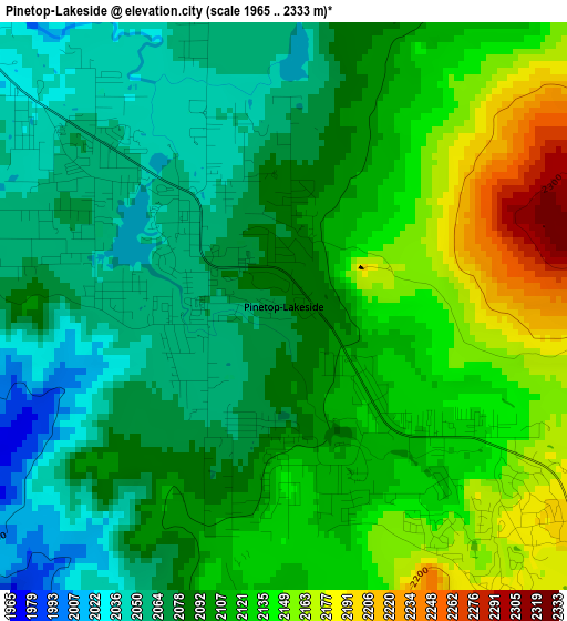 Pinetop-Lakeside elevation map