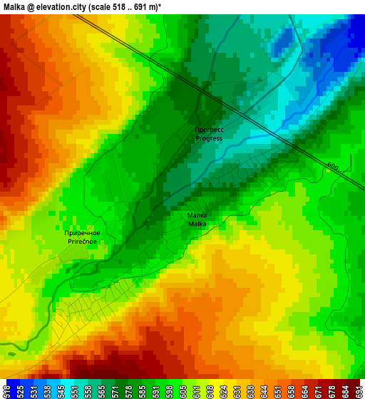 Malka elevation map