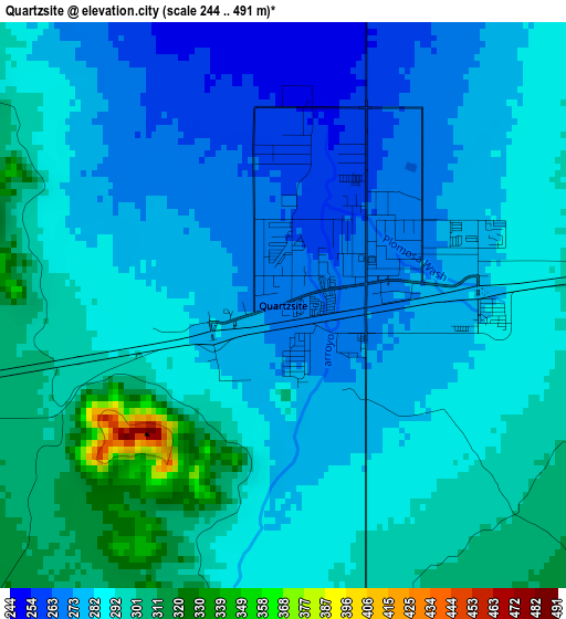 Quartzsite elevation map