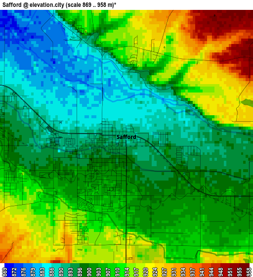 Safford elevation map