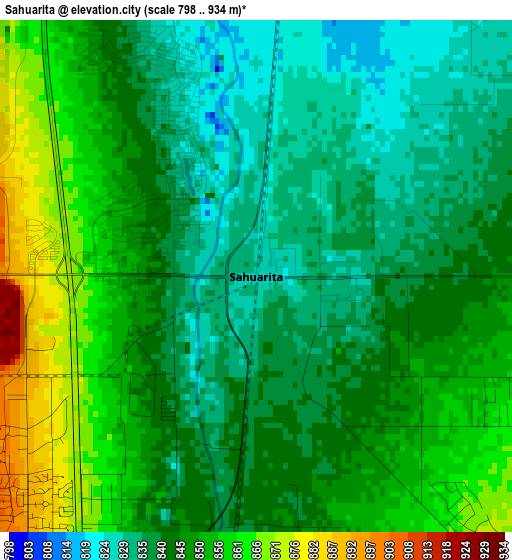 Sahuarita elevation map