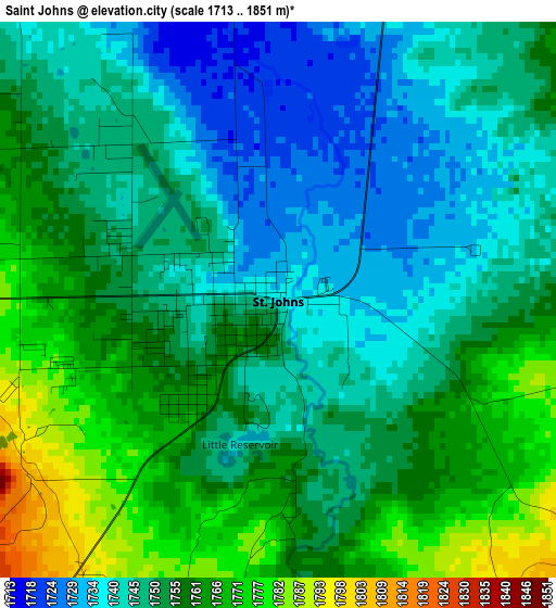 Saint Johns elevation map