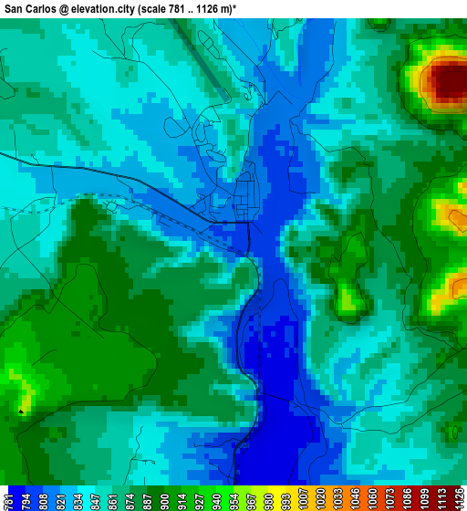 San Carlos elevation map