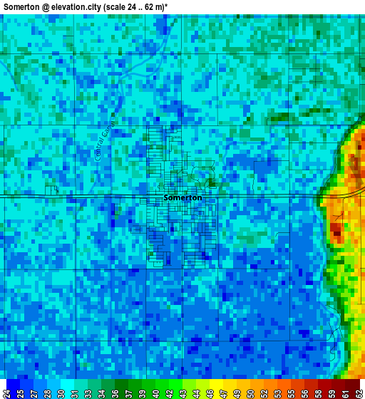 Somerton elevation map