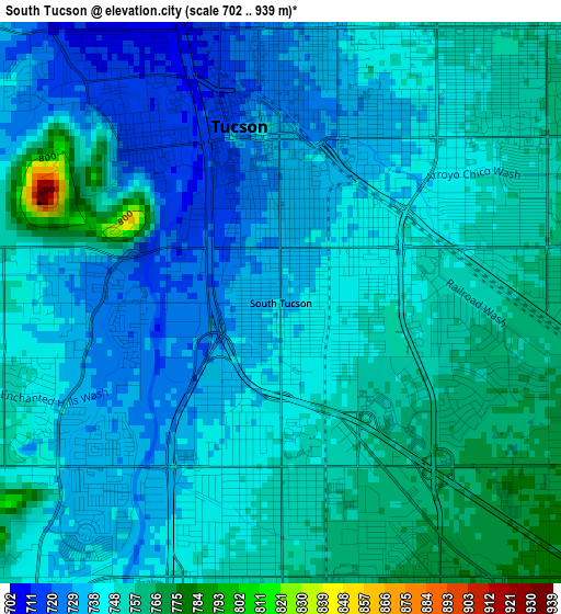 South Tucson elevation map