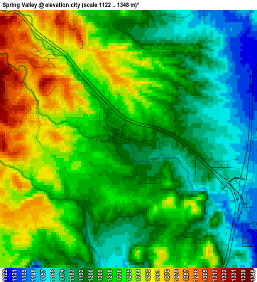 Spring Valley elevation map