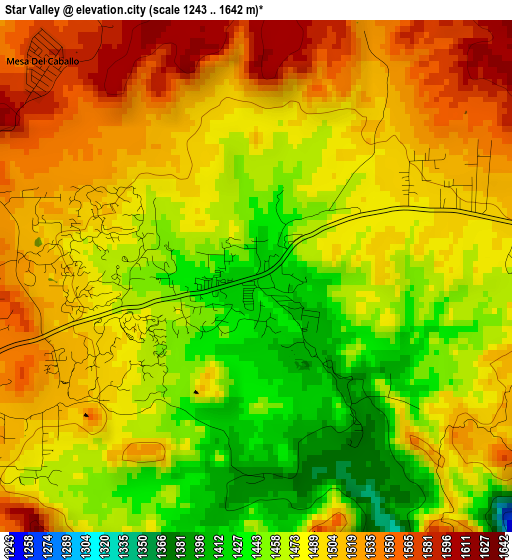 Star Valley elevation map