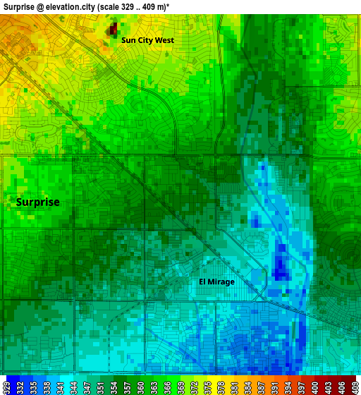 Surprise elevation map