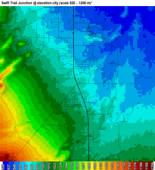 Swift Trail Junction elevation map