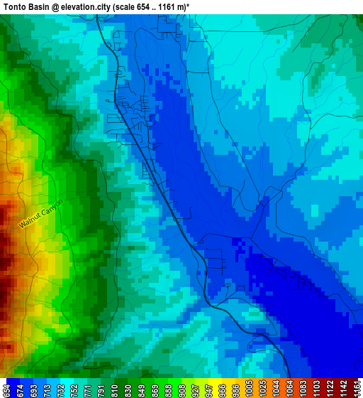 Tonto Basin elevation map