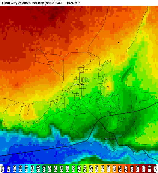 Tuba City elevation map