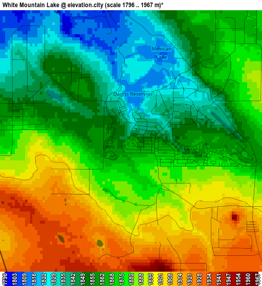 White Mountain Lake elevation map