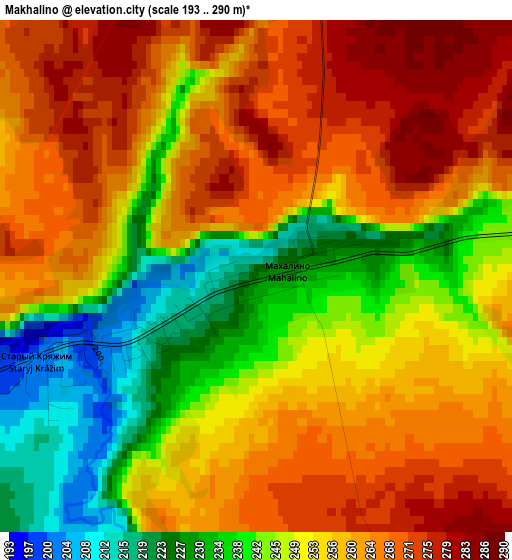 Makhalino elevation map