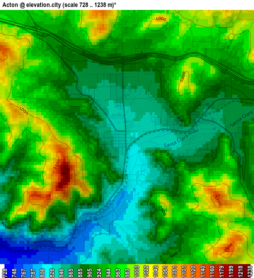 Acton elevation map