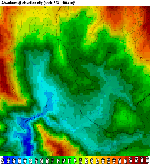 Ahwahnee elevation map