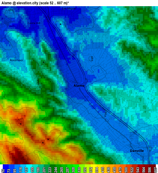 Alamo elevation map