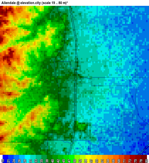 Allendale elevation map