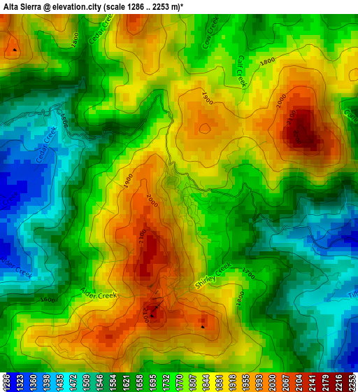 Alta Sierra elevation map