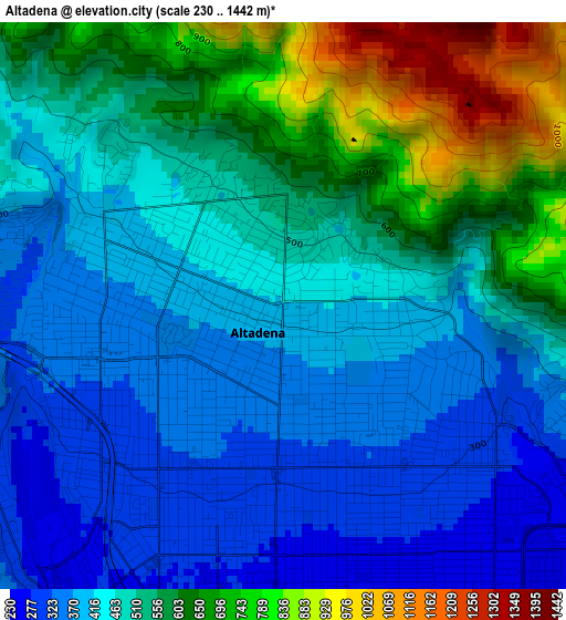 Altadena elevation map