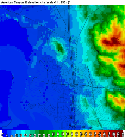 American Canyon elevation map