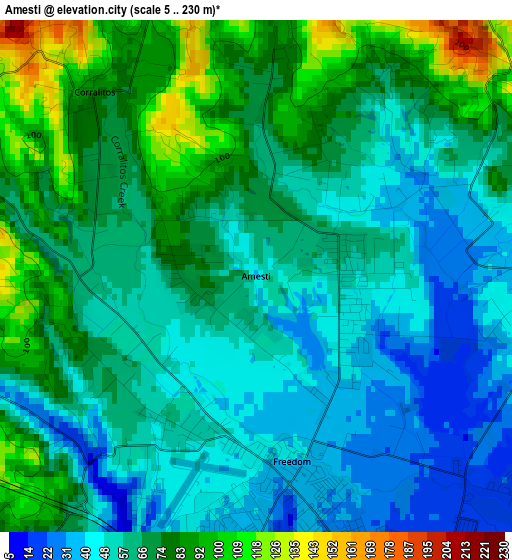 Amesti elevation map