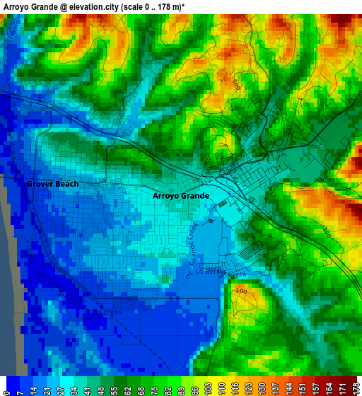 Arroyo Grande elevation map