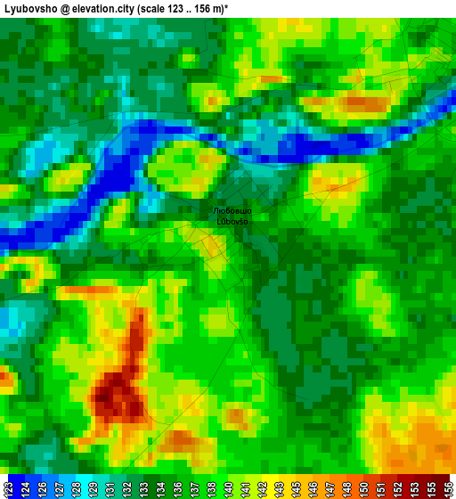 Lyubovsho elevation map