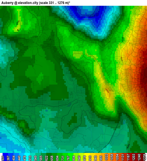 Auberry elevation map