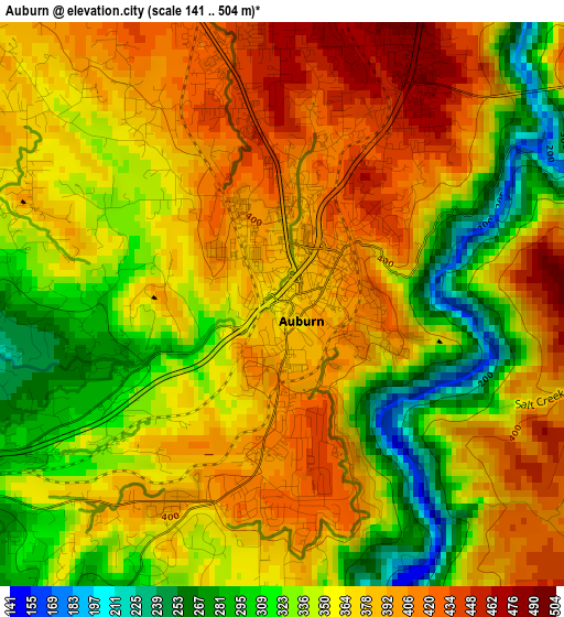 Auburn elevation map