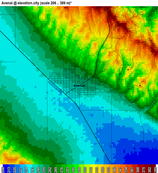 Avenal elevation map