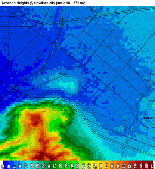 Avocado Heights elevation map