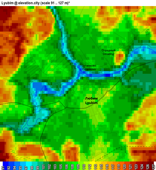 Lyubim elevation map