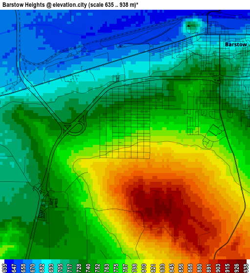 Barstow Heights elevation map