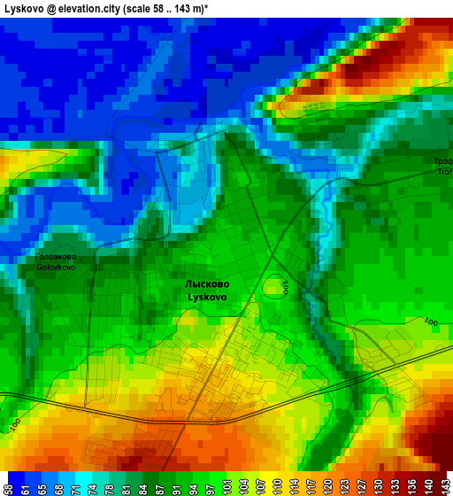 Lyskovo elevation map