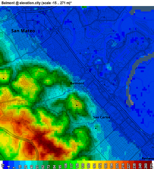 Belmont elevation map